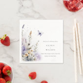 ソフト薄紫ワイルドフラワーバタフライ庭園の結婚式 スタンダードカクテルナプキン (インサイチュ)