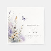 ソフト薄紫ワイルドフラワーバタフライ庭園の結婚式 スタンダードカクテルナプキン (正面)