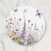 ソフト薄紫ワイルドフラワーバタフライ庭園の結婚式 フェイバータグ (裏面)
