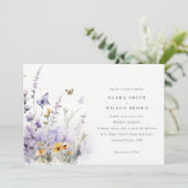 ソフト薄紫ワイルドフラワーバタフライ庭園の結婚式 招待状 (スタンド正面)