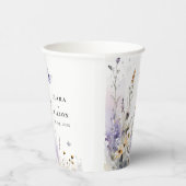 ソフト薄紫ワイルドフラワーバタフライ庭園の結婚式 紙コップ (右)