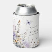 ソフト薄紫ワイルドフラワーバタフライ庭園の結婚式 缶クーラー (缶正面)