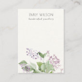 ソフト薄紫水カラーフローラ空白のジュエリー表示 名刺 (正面)