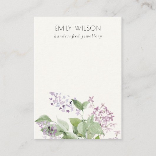 ソフト薄紫水カラーフローラ空白のジュエリー表示 名刺 (正面)