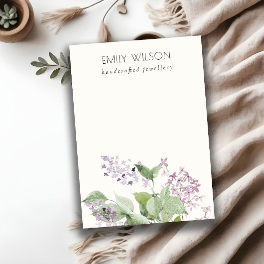 ソフト薄紫水カラーフローラ空白のジュエリー表示 名刺