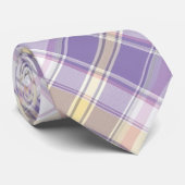 ソフト薄紫、黄色および白の格子縞 ネクタイ (ロール)