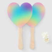 ソフト角柱式パステルグラディエントハートファン ハンドファン (正面&裏面)