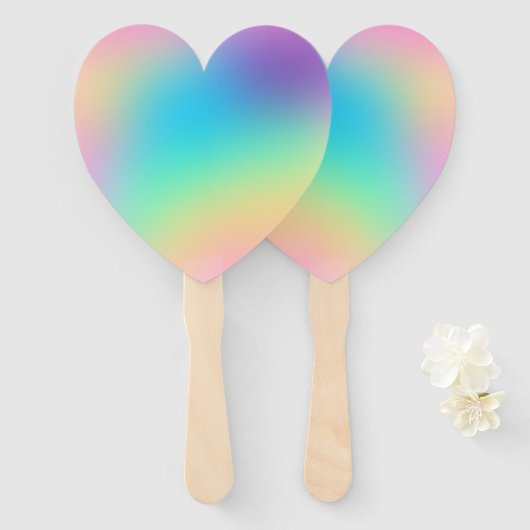 ソフト角柱式パステルグラディエントハートファン ハンドファン (正面&裏面)