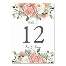 ソフト赤面アイボリーフローラ結婚バラブライダルシャワー テーブルナンバー