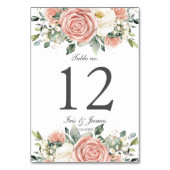 ソフト赤面アイボリーフローラ結婚バラブライダルシャワー テーブルナンバー (裏面)