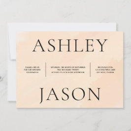 ソフト赤面アプリコットウォーターカラー結婚式招待状 招待状