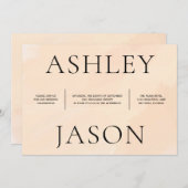 ソフト赤面アプリコットウォーターカラー結婚式招待状 招待状 (正面/裏面)