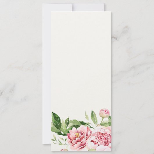 ソフト赤面グリーンフローラ牡丹ウォーター結婚カラー 招待状 (裏面)