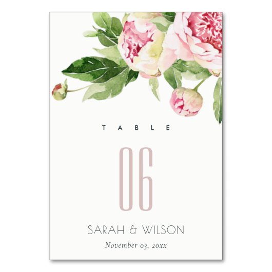 ソフト赤面グリーン牡丹フローラ水結婚色 テーブルナンバー (裏面)