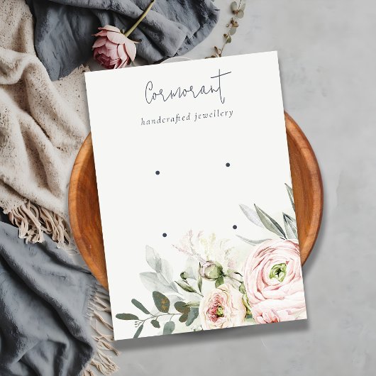 ソフト赤面グリーン牡丹フローラ2イヤリングホルダー 名刺