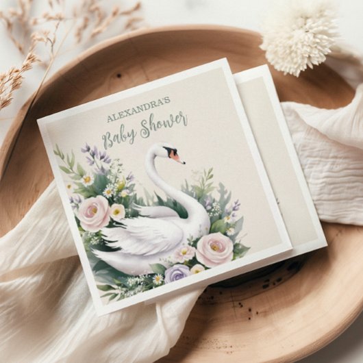 ソフト赤面スワンプリンセスベビーシャワー スタンダードカクテルナプキン