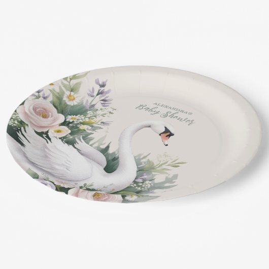 ソフト赤面スワンプリンセスベビーシャワー ペーパープレート (アングル)