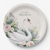 ソフト赤面スワンプリンセスベビーシャワー ペーパープレート (正面)