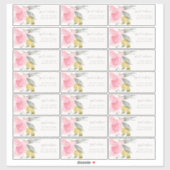 ソフト赤面バラウォーターカラーフローラゲストアドレス シール (シート)