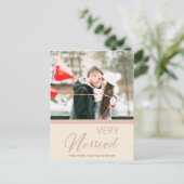 ソフト赤面バラピンククリスマス非常に結婚した写真 シーズンポストカード (スタンド正面)