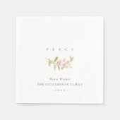 ソフト赤面バラピンクミニマル書道平和 スタンダードカクテルナプキン (正面)