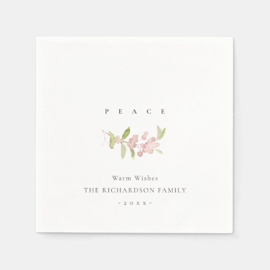 ソフト赤面バラピンクミニマル書道平和 スタンダードカクテルナプキン (正面)