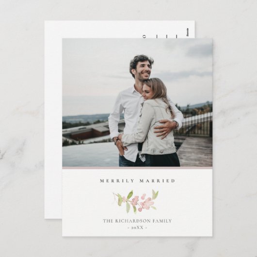 ソフト赤面バラピンクミニマル楽し結婚したく シーズンポストカード (正面/裏面)