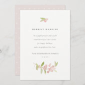 ソフト赤面バラピンク書道楽結婚した楽 シーズンカード (正面/裏面)