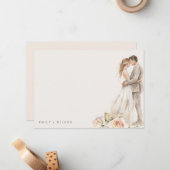 ソフト赤面バラフローラカップル植物学結婚の ノートカード (正面/裏面インサイチュ)