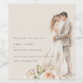 ソフト赤面バラフローラカップル植物学結婚の ワインラベル (シングルラベル)