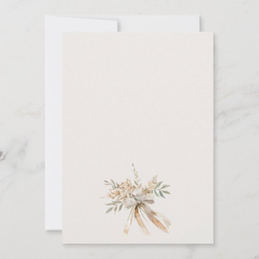 ソフト赤面バラフローラカップル植物学結婚の 招待状 (裏面)