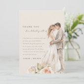 ソフト赤面バラフローラカップル結婚写真 サンキューカード (スタンド正面)