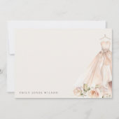 ソフト赤面バラフローラブライダルドレスブライダルシャワー ノートカード (正面)