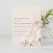 ソフト赤面バラフローラブライダルドレスブライダルシャワー 招待状 (スタンド正面)