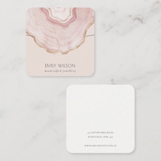 ソフト赤面バラ金ゴールドゲート大理石ネックレスディスプレイ スクエア名刺 (正面/裏面)