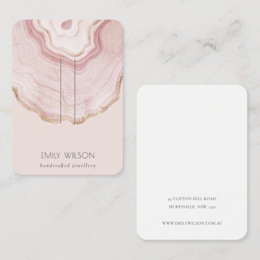 ソフト赤面バラ金ゴールドAgate大理石ヘアピンディスプレイ 名刺 (正面/裏面)