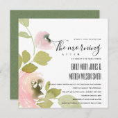 ソフト赤面パステルフローラアフター朝結婚の 招待状 (正面/裏面)