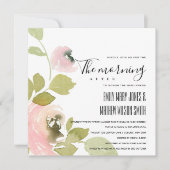 ソフト赤面パステルフローラアフター朝結婚の 招待状 (正面)