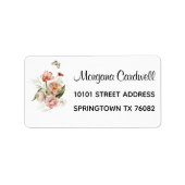 ソフト赤面ピンクウォーターカラーフローラアドレス ラベル (正面)