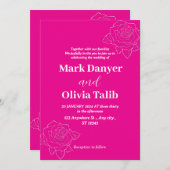 ソフト赤面ピンクウォーターカラー結婚式招待状 招待状 (正面/裏面)