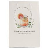 ソフト赤面ピンクオレンジブライダルシャワー ミディアムペーパーバッグ (正面)