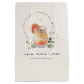 ソフト赤面ピンクオレンジブライダルシャワー ミディアムペーパーバッグ (裏面)