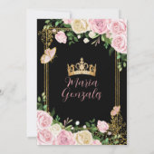 ソフト赤面ピンククラウンプリンセスガールSweet sixteen 招待状 (裏面)