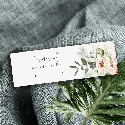 ソフト赤面ピンクグリーン牡丹フローライヤリングホルダー スキニー名刺