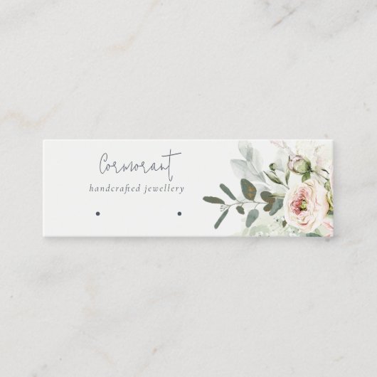 ソフト赤面ピンクグリーン牡丹フローライヤリングホルダー スキニー名刺 (正面)