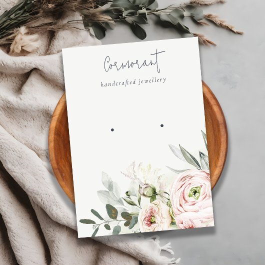 ソフト赤面ピンクグリーン牡丹フローライヤリングホルダー 名刺