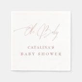 ソフト赤面ピンクスクリプトベビーシャワーナプキン スタンダードカクテルナプキン (正面)