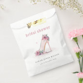 ソフト赤面ピンクハイヒールフローラブライダルシャワー フェイバーバッグ (封をした状態)