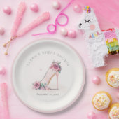 ソフト赤面ピンクハイヒールフローラブライダルシャワー ペーパープレート (パーティー)