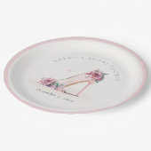 ソフト赤面ピンクハイヒールフローラブライダルシャワー ペーパープレート (アングル)